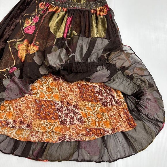 Y2K Debbie Shuchat Burnout Velvet Maxi Skirt 8 Boho Festival Whimsigoth Flaw - Picture 12 of 16